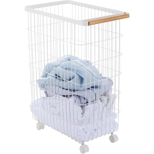 Yamazaki Home Wire Rolling Wheeled Hamper