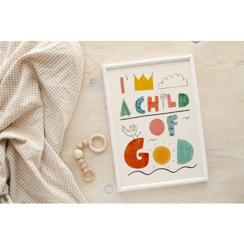 I am a Child of God, Christian Nursery Wall Art Printable, Baptism illustration for Kid's,