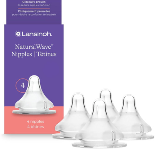 Lansinoh NaturalWave Baby Bottle Nipples, Extra Slow Flow, Size XS, 0+ Months, 4 Count – 100% Soft, Durable Silicone, Made Without BPA BPS, Anti-Colic, Supports Baby’s Developing Mouth and Teeth
