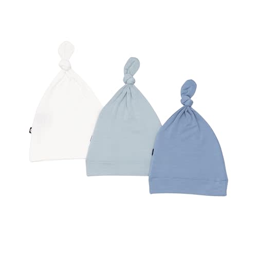 KYTE BABY Rayon Made from Bamboo Baby Beanie Hats - Super Soft Knotted Caps Available in Pattern and Solid Colors - 3 Pack
