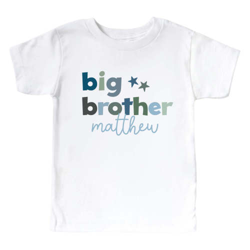 Personalized Big Sibling Kids Graphic Tee | White