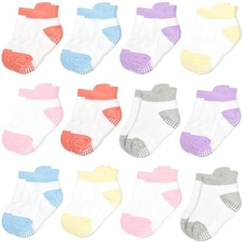 HYCLES Non-Slip Baby Socks Infant Girls Boys Ankle Anti Slip Socks With Grips For 0-12 Month Toddler 1-5 Years Kids
