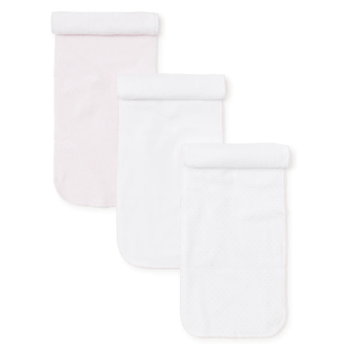 Kissy Dots Pink 3 Pack Burp Set w/ Tulle Bag
