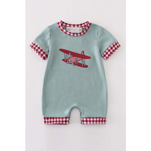Sage plane applique boy romper