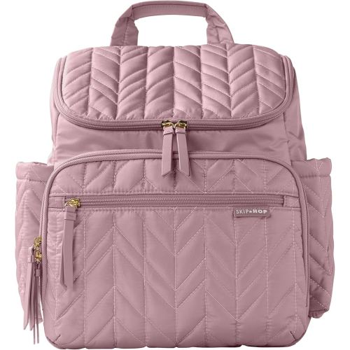 Skip Hop Diaper Bag Backpack: Forma, Multi-Function Baby Travel Bag with Changing Pad & Stroller Attachment, Mauve Mist
