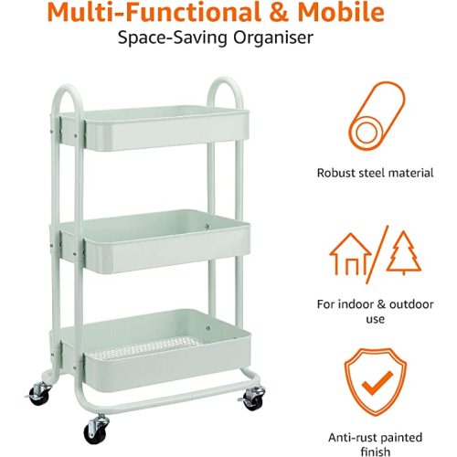 Amazon Basics 3-Tier Rolling Utility or Kitchen Cart - Mint Green