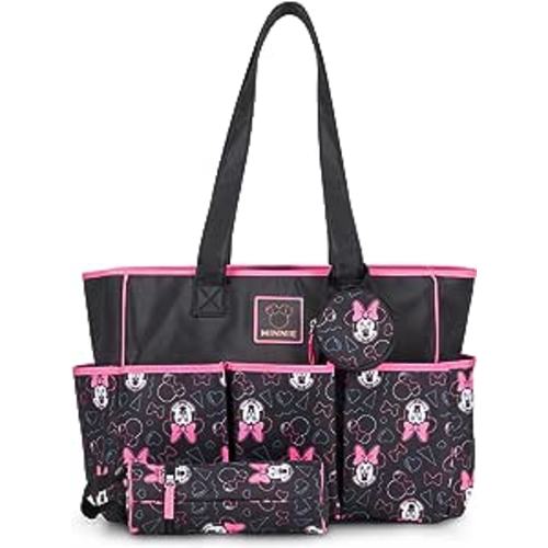Amazon.com: DISNEY Baby Girl Multi Piece Tote Diaper Bag, Minnie-Toss Print : Baby