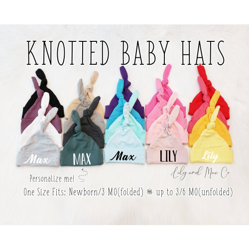 Personalized baby hat, Knotted baby hats, Knotted Newborn Hats, Knotted baby cap, Baby Shower Gifts, newborn hat, Soft newborn hat