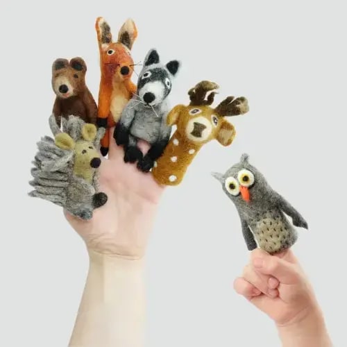 Fair Trade Handmade Felt Forest Friends Puppets (4-6")