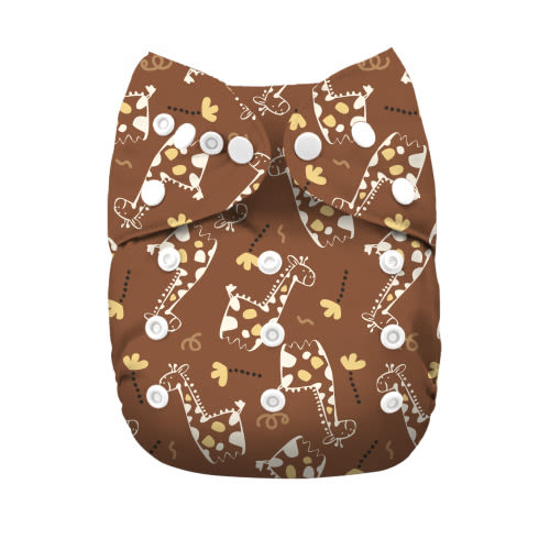 All In One Diaper with Pocket Sewn-in one 4-layer Bamboo blend insert-Giraffe(AO-EW22A)