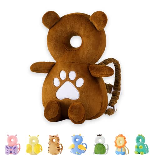 JunNeng Baby Head Protector Backpack, Toddler Fall Head Protection Cushion, Brown Bear
