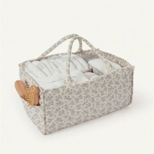 Cozy Pixies 1pc Portable Multifunctional Mummy Bag, Can Be Used As Baby Room Organizer, Diaper & Tissue Holder, Floral Storage Basket Love Valentine