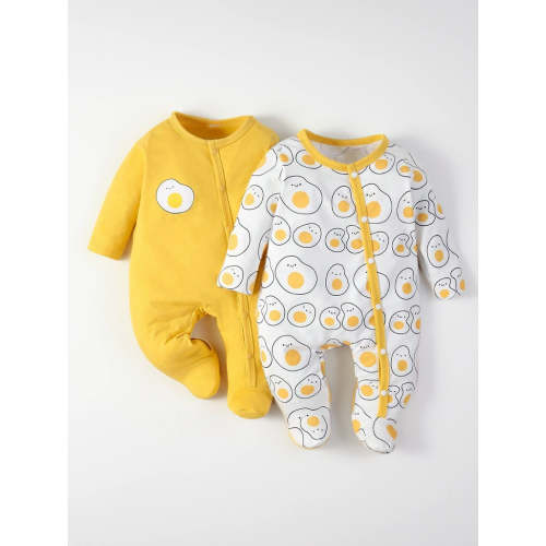 2 Pcs Button up Egg Avocado Footed Sleeper