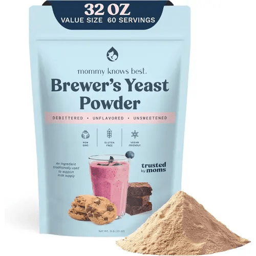 Mommy Knows Best Brewers Yeast Powder for Lactation Brewer's Yeast for Breastfeeding Mothers - Mild Nutty Flavored Unsweetened and Debittered - 2 lb