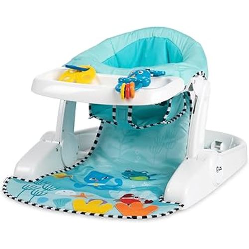 Baby Einstein Unisex Sea of Support 2 in 1 Sit Up Floor Seat with Soft Seat Pad, Store Tray, and Sea of Sensory Details, Multicolor