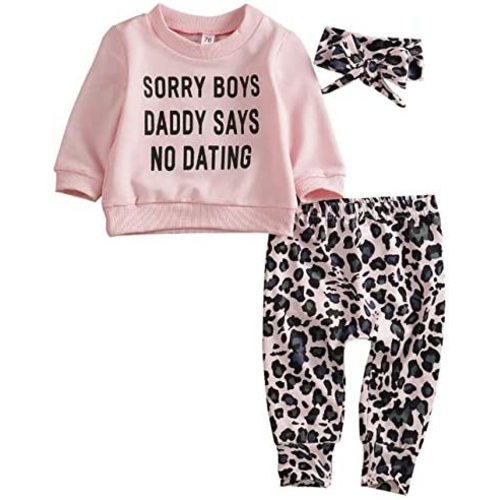 Baby Girls 3PCS T Shirt Pants Headband Clothing Sets