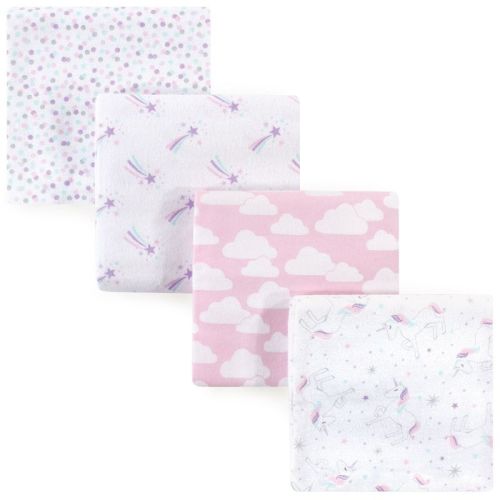 Hudson Baby Infant Girl Cotton Flannel Receiving Blankets, Magical Unicorn, One Size