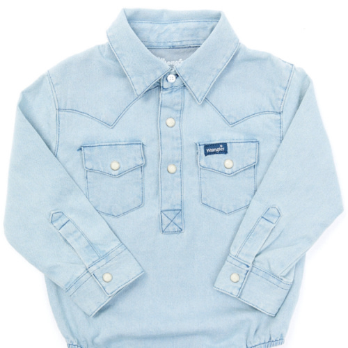Wrangler Infant Boys' Long Sleeve Collared Onesie