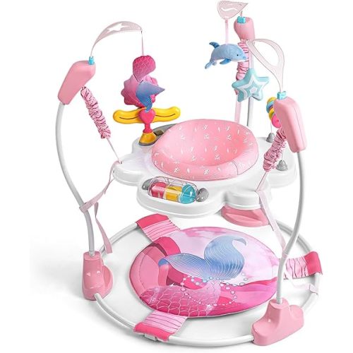 Baby Activity Center, Baby Jumper Activity Center with Music, Interactive Toys, 360° Rotating Seat, 3 Adjustable Heights, Infant Activity Jumper for 6+ Months (Mermaid)