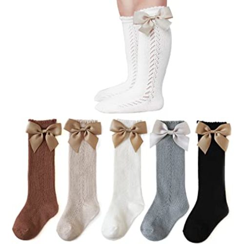 EPEIUS Baby Girls Boys Uniform Knee High Socks Tube Ruffled Stockings Infants and Toddlers (Pack of 3/5)