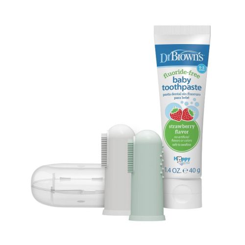 Dr. Brown's Silicone Finger Toothbrush - Gray/green - 2pk