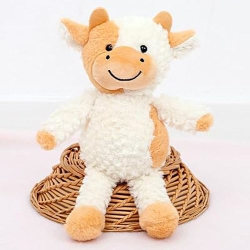 Cow Stuffed Animal Cow Plush Doll Toy 11.8 inch for Girls Boys (Stand Cow Yellow)
