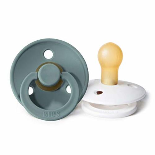 BIBS BPA-Free Natural Rubber Baby Pacifier | Made in Denmark (Island Sea/White, 0-6 Months) 2-Pack - 0-6 Month (Pack of 2)