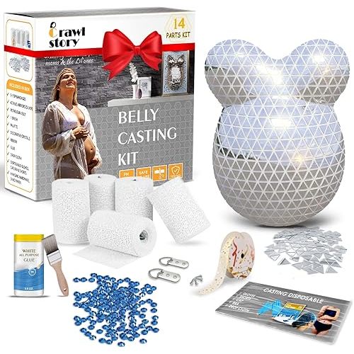 Crawl Story Belly Cast Kit Pregnancy-Baby Casting kit | With 5-Plaster Cloth Roll, Hanging Hardware & Decorative items| Perfect Baby Shower & Pregnancy Gifts|Pregnancy Belly casting kit baby bump cast