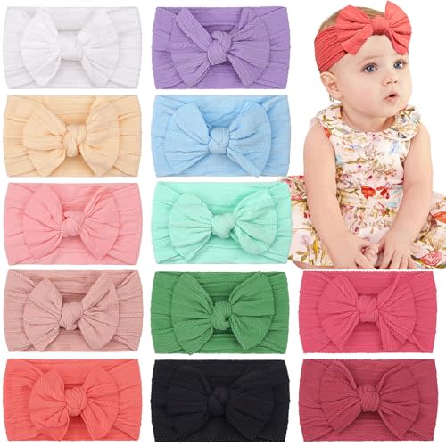 CÉLLOT Super Stretchy Soft Knot Headbands with Hair Bows Head Wrap Hair Accessories For Newborn Baby Girls Infant Toddlers Kids