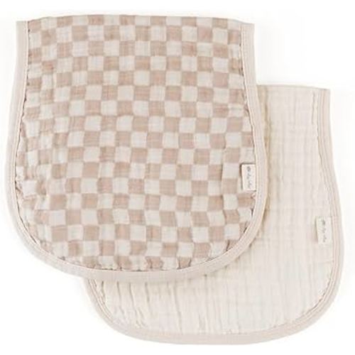 Itzy Ritzy Set of 2 Baby Burp Cloths – Ultra-Soft Absorbent Burping Cloths for Babies - Made of 100% Cotton Muslin & Generously Sized with Trendy Coordinating Prints – Machine Washable (Checkerboard)
