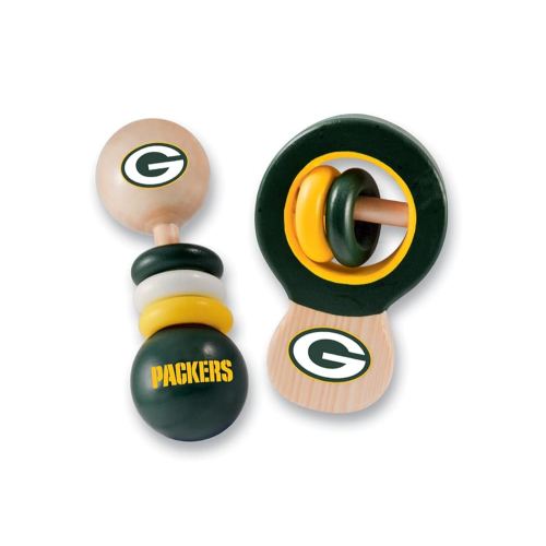 BabyFanatic Wood Rattle 2 Pack - NFL Green Bay Packers - Officially Licensed Baby Toy Set