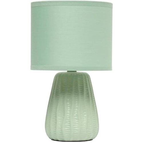 Simple Designs LT1138-SGE 11.02" Traditional Mini Modern Ceramic Texture Pastel Accent Bedside Table Desk Lamp w Matching Fabric Shade for Decor,Bedroom, Nightstand, Living Room, Entryway, Sage Green
