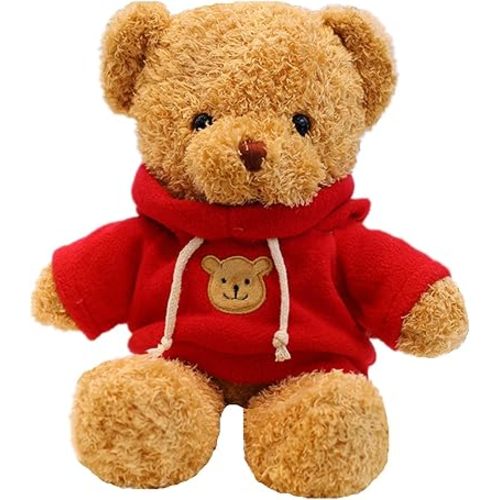 11.8 inches Teddy Bear Stuffed Animals Soft Plush Cute Teddy Bear with Hoodie Doll for Boys Girls (Red)