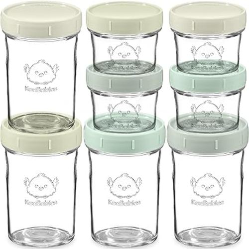 KeaBabies 4pk 8oz & 4pk 4oz Glass Baby Food Containers - Leak-Proof, Microwavable Small Baby Glass Jars with Lids, Baby Food Storage Containers, Baby Snack Containers, BPA-Free Baby Food Jars(Sage)