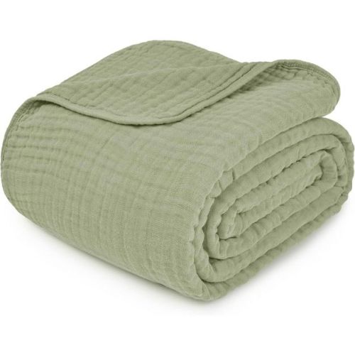 Muslin Blanket Throw By Comfy Cubs - Sage
