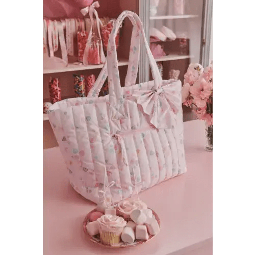 LoveShackFancy x Roller Rabbit Heart Stripe Bow Tote Bag