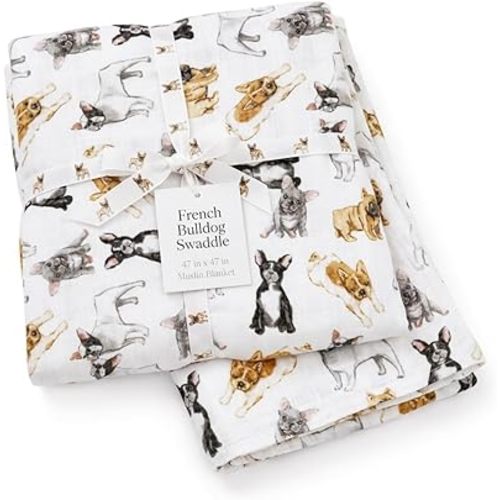 Mud Pie French Bulldog Print Baby Blanket