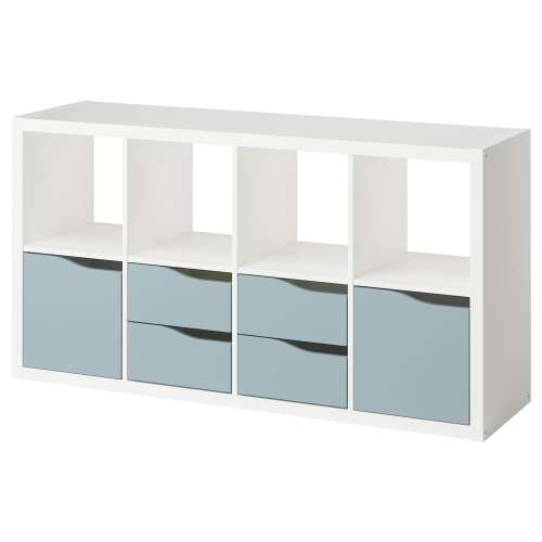 KALLAX Shelving unit - with 2 doors/4 drawers white/light gray-blue wave shaped 57 5/8x30 1/8 "