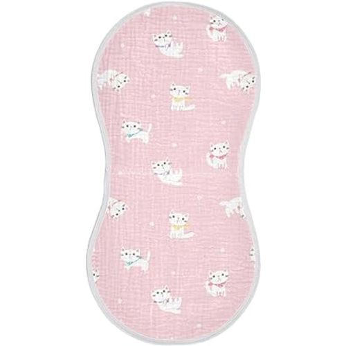 Kigai Cute Cartoon Cat Muslin Baby Burp Cloths - Super Absorbent and Soft Burping Rags - Cotton Burp Clothes Set for Boys and Girls, 4 Pack