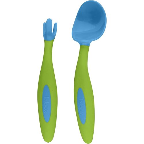 b.box Toddler Cutlery Set: Patented FLORK™ Designed Fork, Spoon & Travel Case, Easy Grip Handles, Dishwasher Safe, BPA Free. (Ocean Breeze)