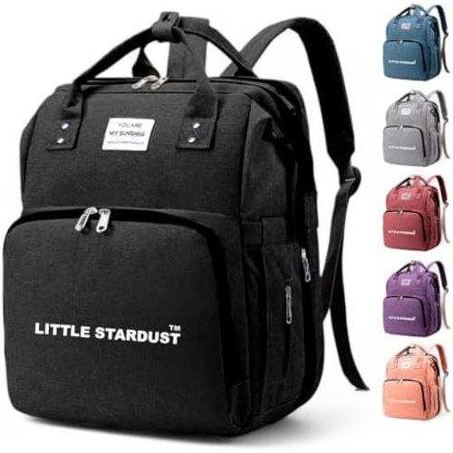 Baby Diaper Bag Backpack With Changing Station, Water-Resistant Black Travel Diaper Tote, Featuring Large Spacious Compartments And A Multi-Function Design For Ultimate Convenience.