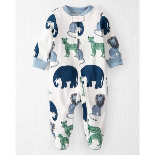 Baby Organic Cotton Sleep & Play Pajamas in Wildlife Print