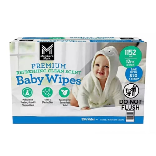 Member's Mark Premium Baby Wipes, Refreshing Clean Scent, 12 pk., 1152 Wipes - Sam's Club