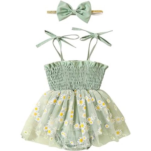 FYBITBO Newborn Baby Girl Easter Outfit Bunny Romper Dress Bowknot Ruffles Long Sleeve Bodysuit Jumpsuits with Headband