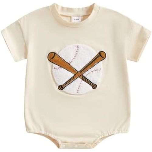 Baby Boy Girl Baseball Romper Newborn Bow Basketball Rompers Summer Casual Short Sleeve Embroidery Golf Bodysuits