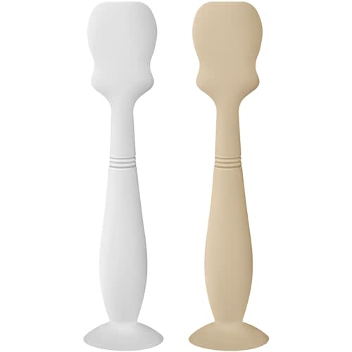 2 Pack Baby Diaper Cream Brush, Diaper Cream Spatula Applicator Silicone Baby Butt Paste Spatula for Babies, Newborn (Sand, White)
