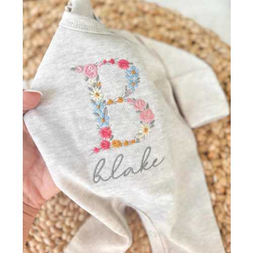 Personalized Floral Baby Girl Romper | Coming Home Outfit | Newborn Outfit | Baby Shower Gift | Custom Embroidered
