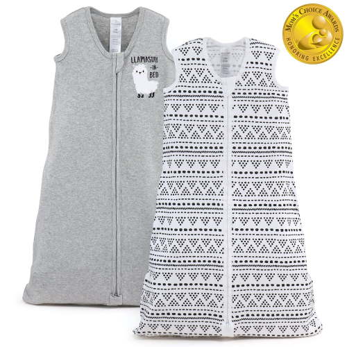 The Peanutshell Baby Sleep Sacks, Wearable Blankets for Boys or Girls, Grey Llama, 0-6 Months, 2-Pack