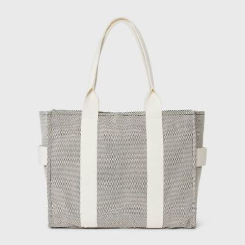 Boxy Tote Handbag - Universal Thread™ Off-white: Cotton Canvas, Zip Closure, Unstructured Design, 16.25" Width