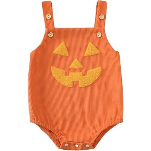 Baby Boy Girl Halloween Outfit Infant Slip Corduroy Bubble Romper Pumpkin Duck Bodysuit Overalls Cute Fall Clothes